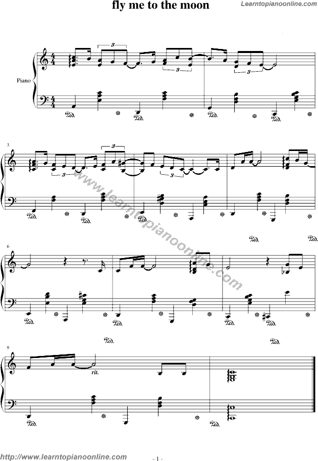 fly me to the moon Piano Sheet Music