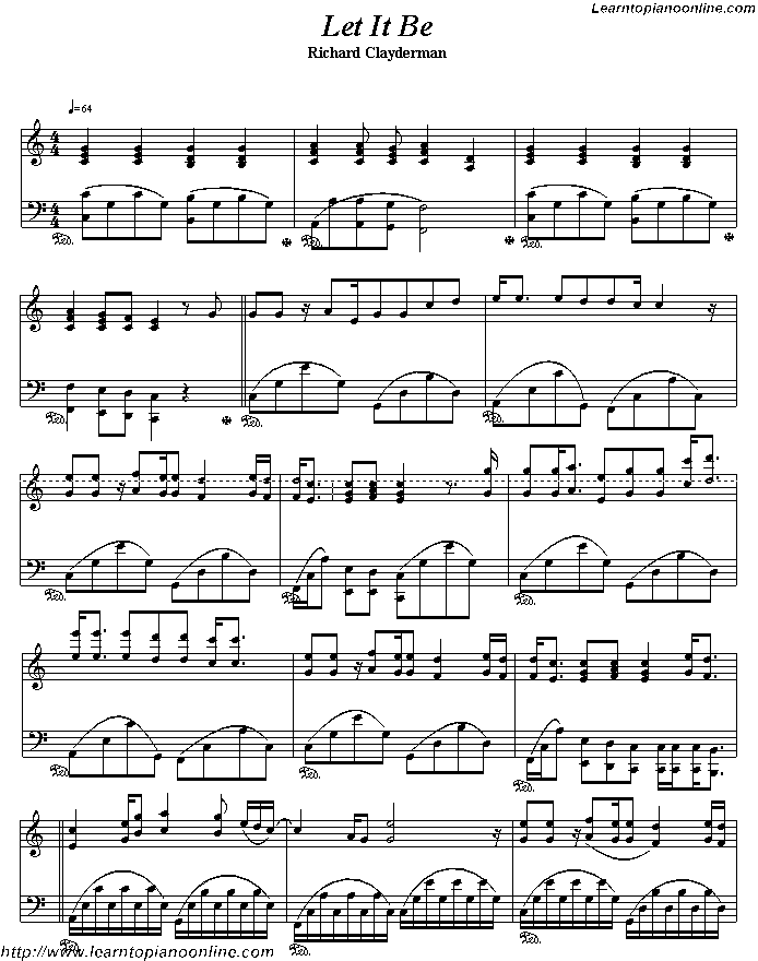 richard clayderman piano sheet