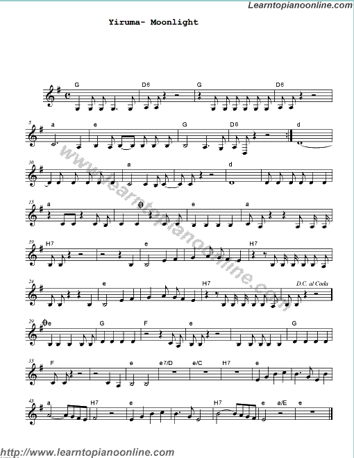 Yiruma - Moonlight Piano Sheet Music Free
