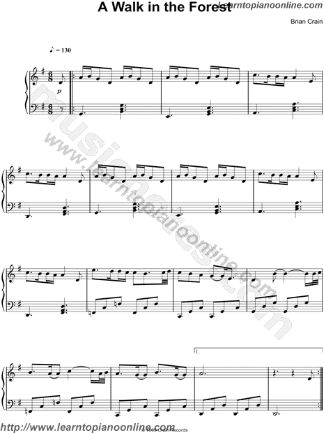 Brian Crain - A Walk In the Forest Piano Sheet Music Free