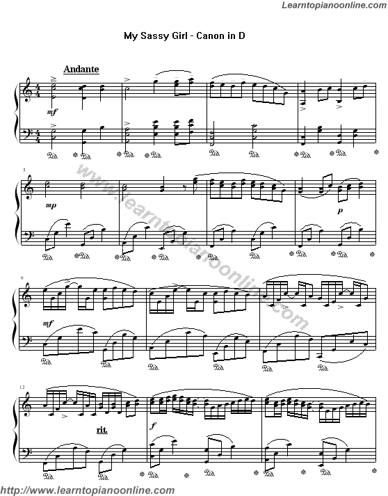 My Sassy Girl - Canon in D Piano Sheet Music Free