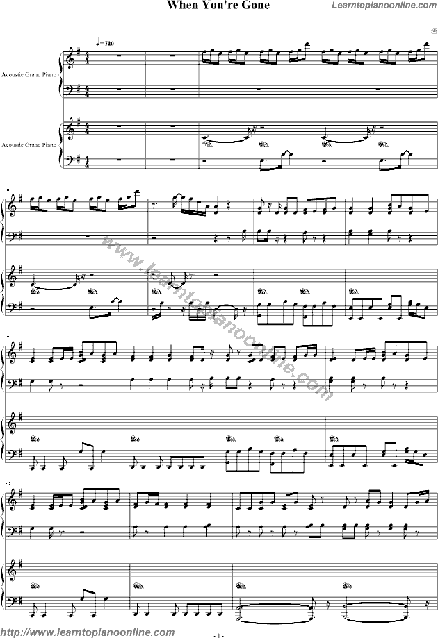 Avril Lavigne - When You're Gone (version2) Piano Sheet Music Free