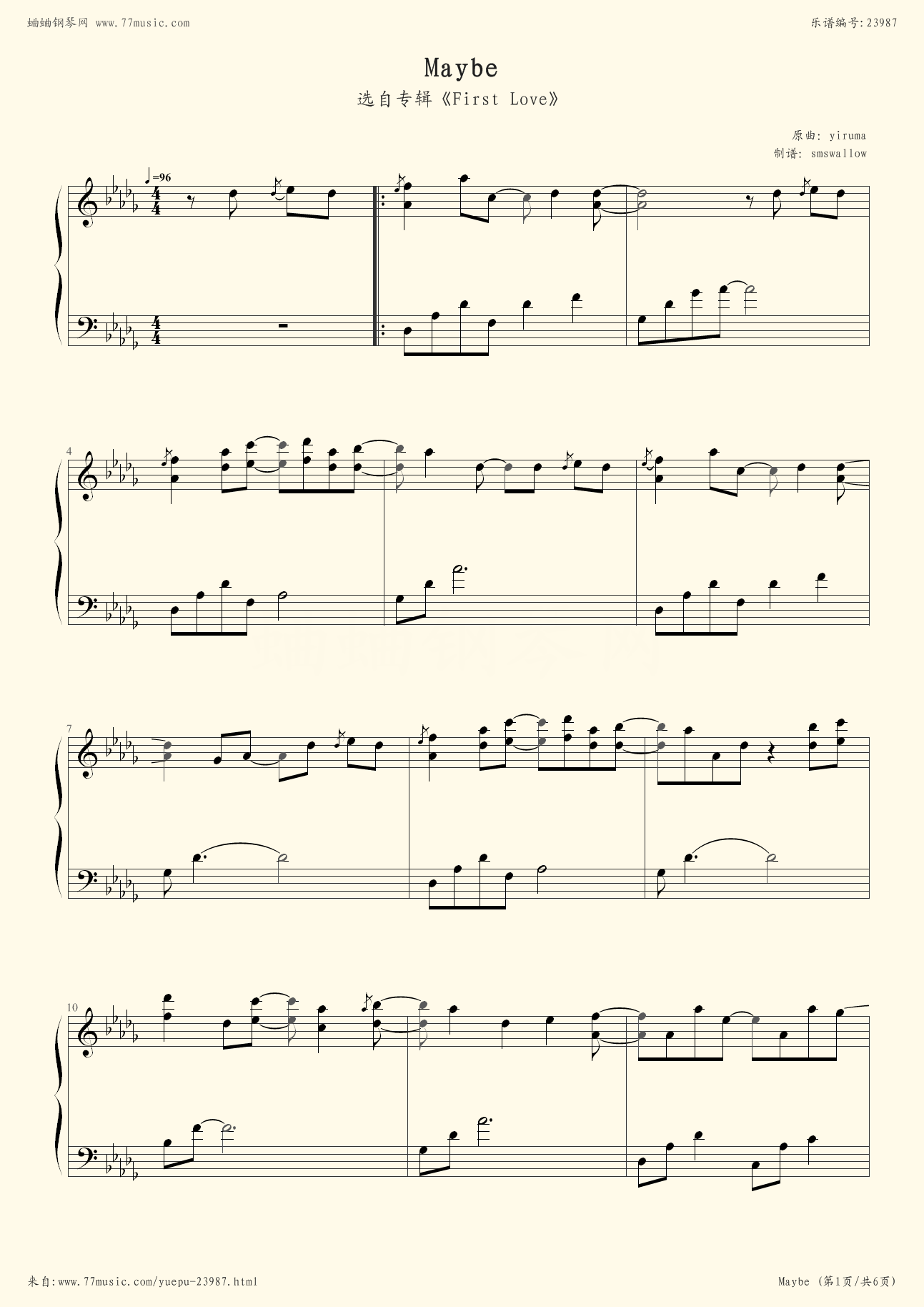 Maybe - Yiruma - Flash Free Piano Sheet Music | Learn How To Play Piano