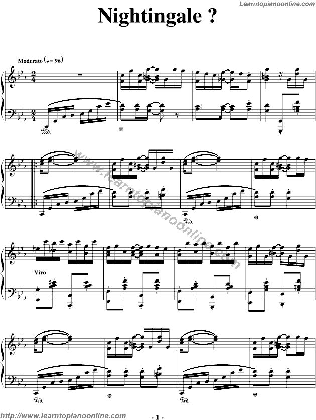 Nightingale by Yanni Free Piano Sheet Music-Jazz Free Piano Sheet Music | Learn How To Play ...