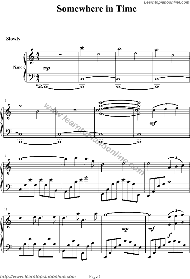 Somewhere in Time by Maksim Mrvica Free Piano Sheet Music Free Piano