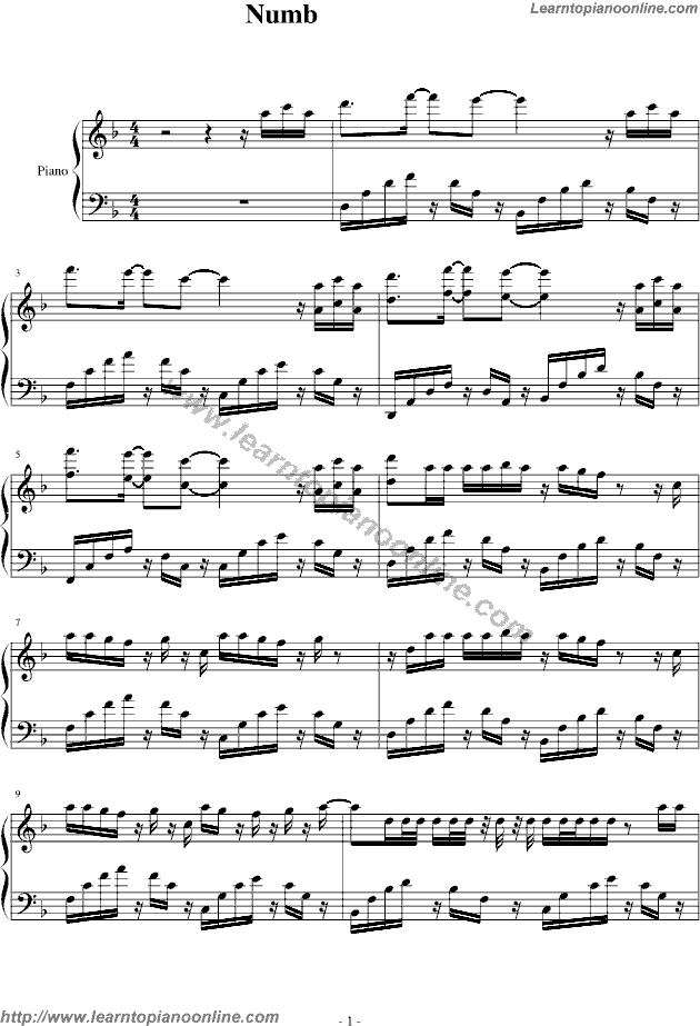 One Step Closer by Linkin Park Piano Sheet Music Free