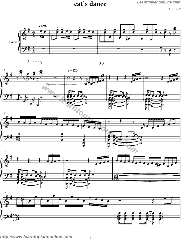Hatsune Miku - Cat's Dance Free Piano Sheet Music Chords Tabs Notes Tutorial Score