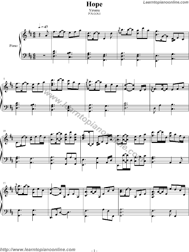 Yiruma - Hope Piano Sheet music Free Piano Sheet Music Chords Tabs Notes Tutorial Score