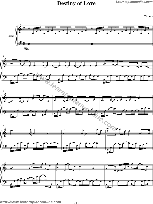 Yiruma - Destiny Of Love Free Piano Sheet Music | Learn How To Play